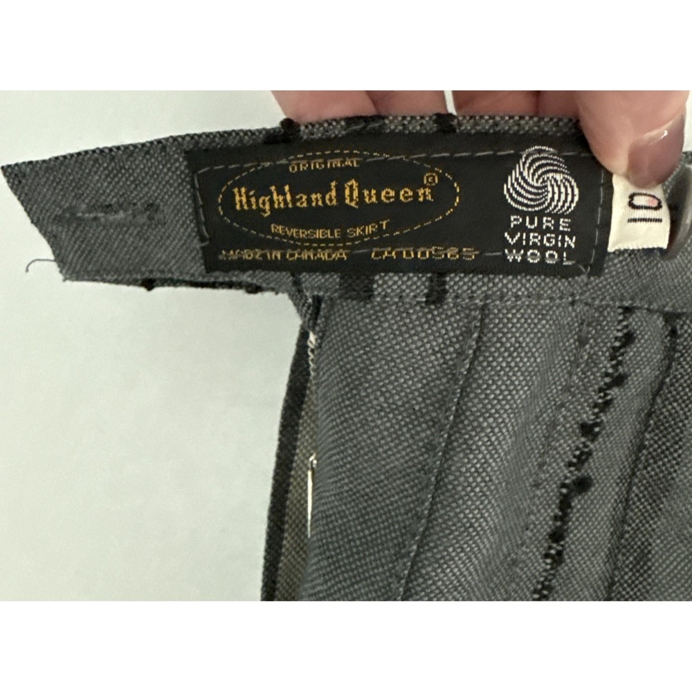 Vintage 60's Highland Queen Virgin Wool Gray Plaid Reversible skirt Women 10 - Picture 3 of 7